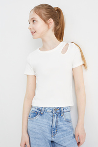 C&A Kurzarmshirt, Weiß, Größe: 128
