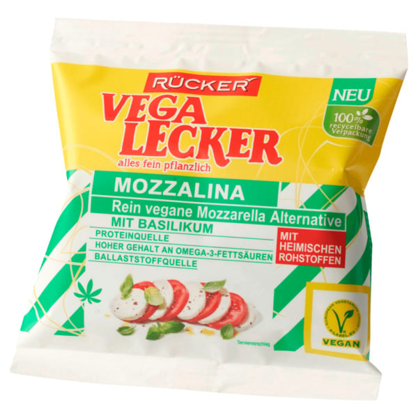 Bild 1 von Rücker Vega Lecker Mozzalina mit Basilikum vegan 100g