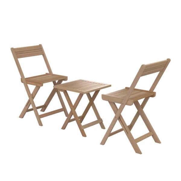 Bild 1 von Ambia Garden Balkonset, Teak, Holz, Akazie, vollmassiv, U-Form, 40x42x40 cm, Tisch klappbar, Stuhl klappbar, Balkonmöbel, Balkonmöbel-Sets