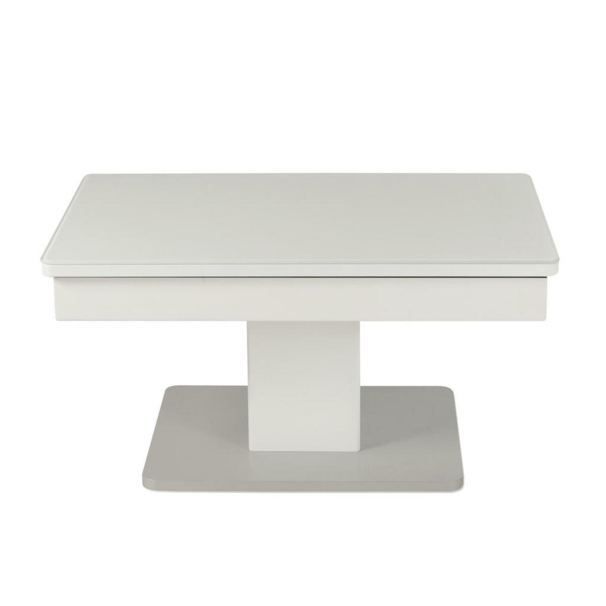 Bild 1 von Venda Couchtisch, Weiß, Edelstahl, Metall, Glas, rechteckig, Säule, Bodenplatte, 60x43.5-61.5x90 cm, Stauraum, höhenverstellbar, Wohnzimmer, Wohnzimmertische, Couchtische