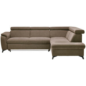 Stylife Ecksofa Prag, Braun, Schlamm, Textil, 5-Sitzer, Ottomane rechts, L-Form, 260x203 cm, Stoffauswahl, seitenverkehrt erhältlich, Hocker erhältlich, Wohnzimmer, Sofas & Couches, Wohnlandschafte