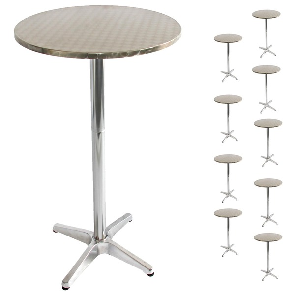 Bild 1 von 10er-Set Alu-Stehtisch, Bistrotisch, höhenverstellbar 70/110cm Ø=60cm ~ klappbar