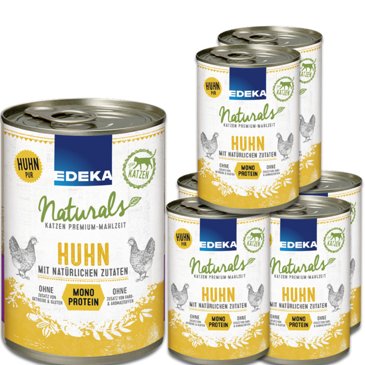 Bild 1 von EDEKA Naturals für Katzen Monoprotein Huhn 6x400g