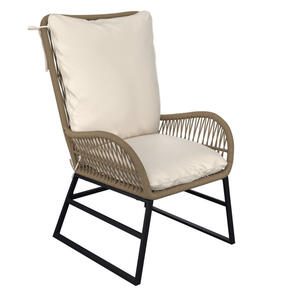 Ambia Garden Loungesessel, Natur, Schwarz, Creme, Metall, Kunststoff, Textil, Kufe, eckig, 63x105x70 cm, Loungemöbel, Lounge-Sessel