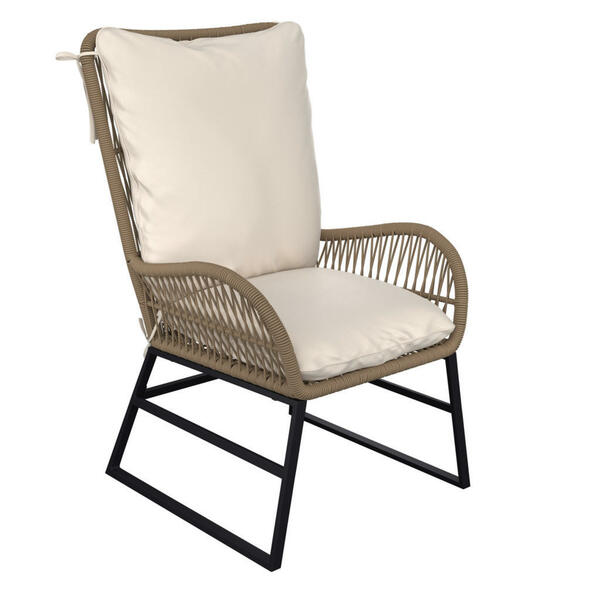Bild 1 von Ambia Garden Loungesessel, Natur, Schwarz, Creme, Metall, Kunststoff, Textil, Kufe, eckig, 63x105x70 cm, Loungemöbel, Lounge-Sessel
