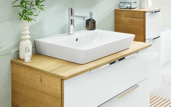 Bild 3 von Mondo - Waschtischunterschrank Arta, weiß/Halifax Eiche-Nachbildung, inkl. Kosmetikeinsatz