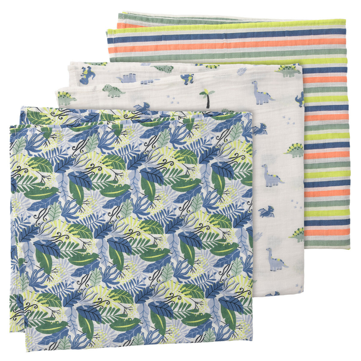 Bild 1 von 3 Musselintücher in verschiedenen Dessins GRÜN / BLAU / WEISS