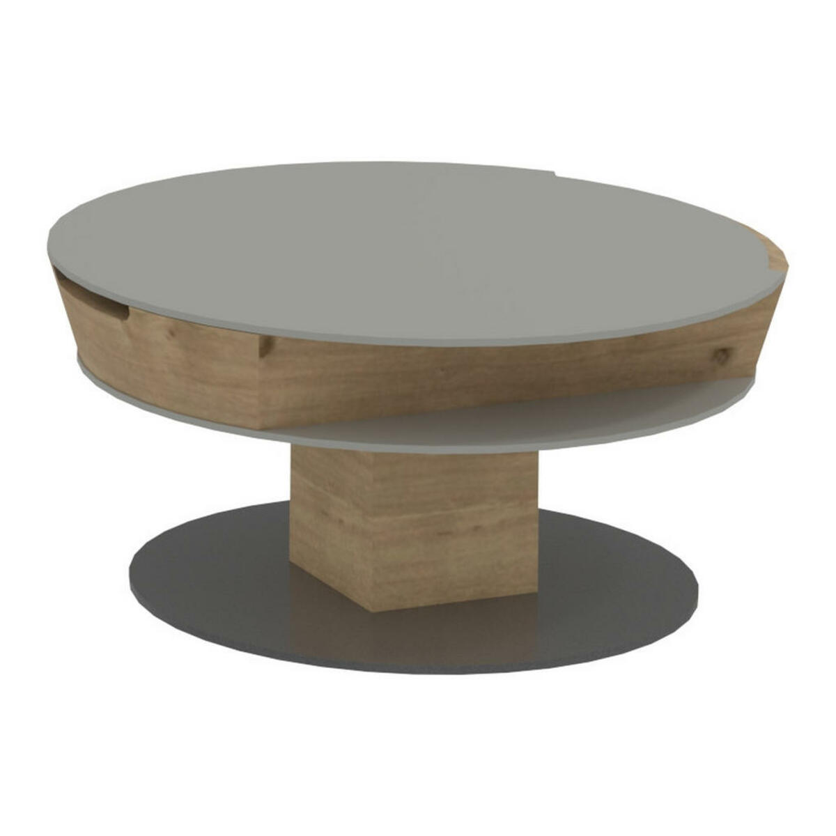 Bild 1 von Voglauer Couchtisch, Grau, Eiche, Holz, Glas, Wildeiche, furniert, massiv, rund, Bodenplatte, Sockel, 80x38-58x80 cm, Goldenes M, Made in Austria, höhenverstellbar, Stauraum, Wohnzimmer, Wohnzimmert