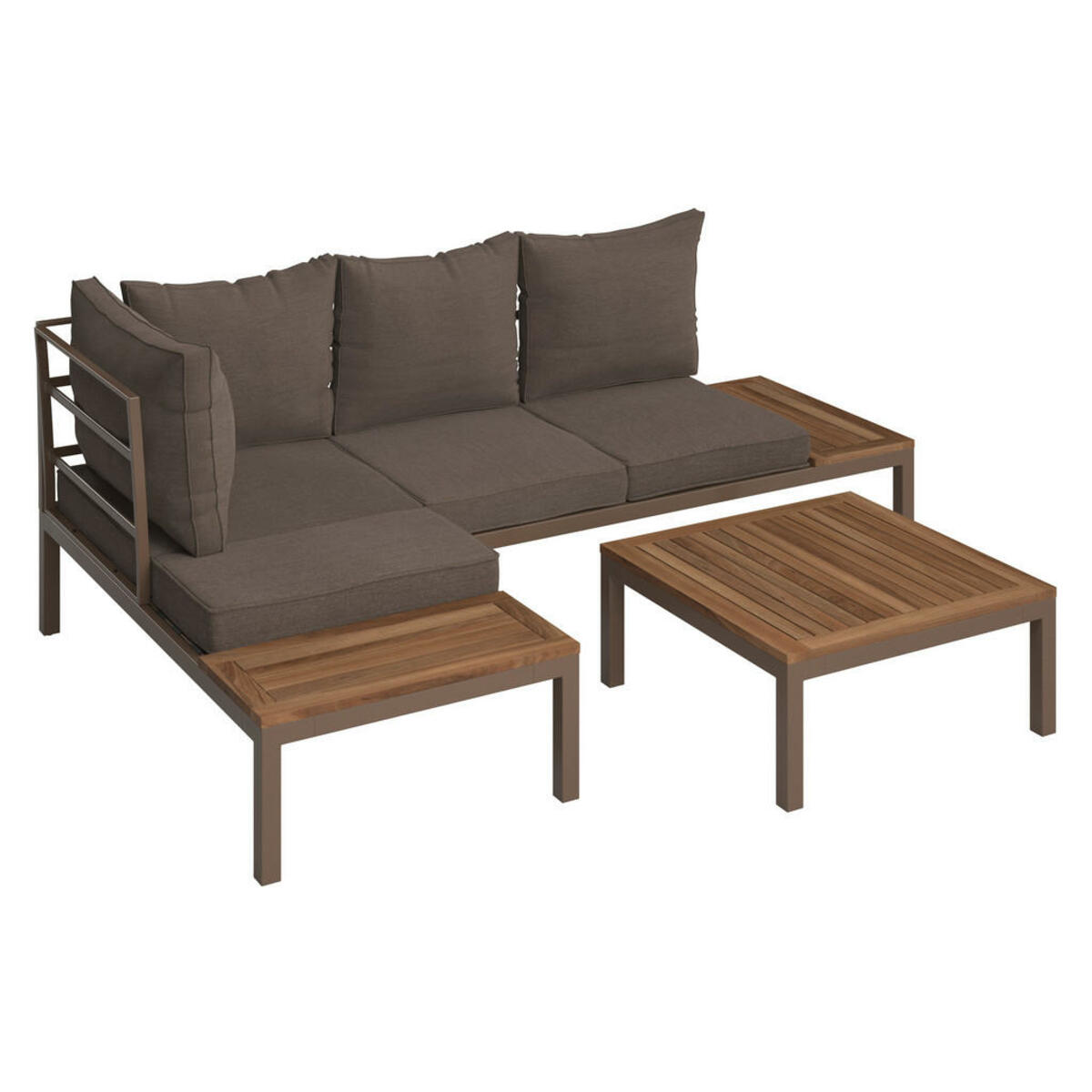 Bild 1 von Ambia Garden Loungegarnitur, Braun, Akazie, Holz, Metall, Akazie, vollmassiv, Füllung: Komfortschaum,Faserbällchen, L-Form, einzeln stellbar, 138x71.5x71.5 cm, Fsc, Bsci, Loungemöbel, Loungemöbel