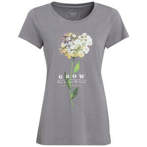 Damen T-Shirt mit Blumen-Print GRAU