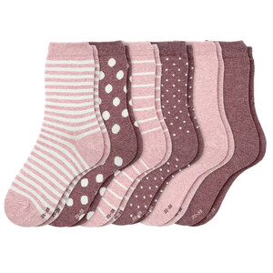 6 Paar Damen Socken in verschiedenen Dessins BEERE / HELLROSA
