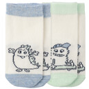 Bild 1 von 2 Paar Newborn Socken mit Monstern HELLGRÜN / HELLBLAU / WEISS