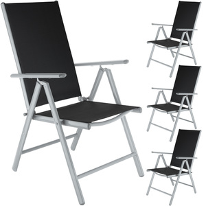 4 Aluminium Gartenstühle klappbar - schwarz/silber