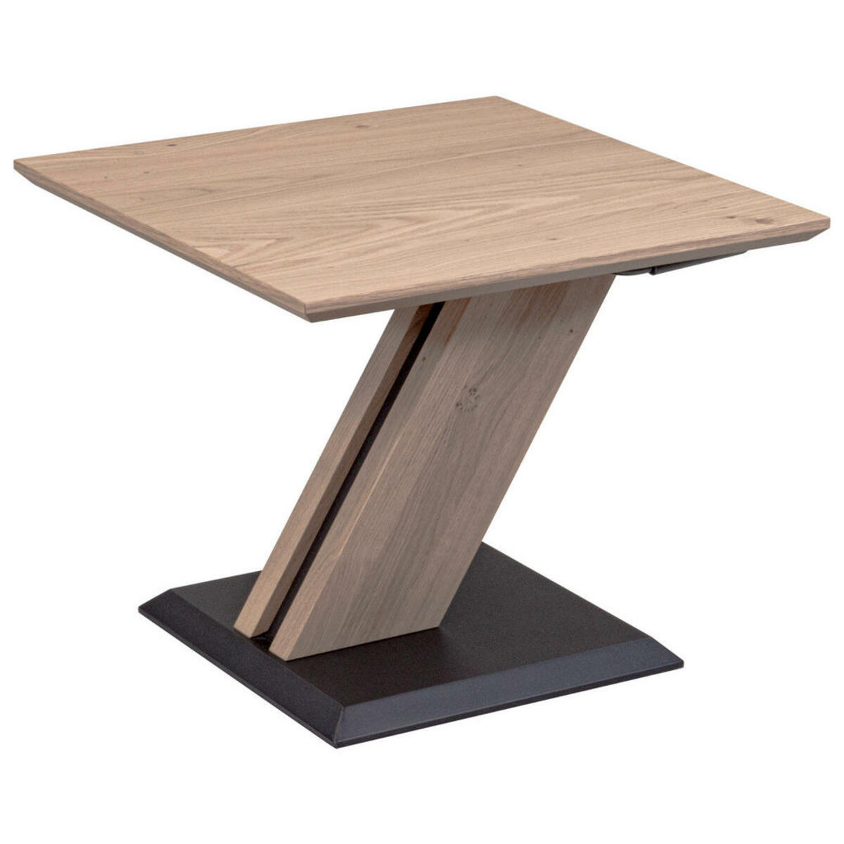 Bild 1 von Venda Couchtisch, Eiche Bianco, Anthrazit, Holz, Metall, Wildeiche, furniert, teilmassiv, quadratisch, Säule, Bodenplatte, 50x44-61x50 cm, höhenverstellbar, Wohnzimmer, Wohnzimmertische, Couchtisch