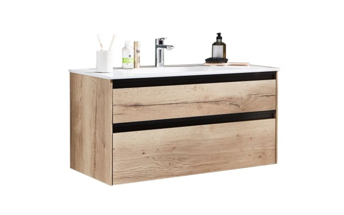 Bild 1 von Waschtischunterschrank Moliro, Halifax Eiche-Nachbildung/schwarz