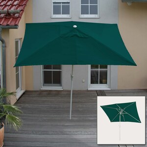 Sonnenschirm Castellammare, Gartenschirm, 2x3m rechteckig neigbar, Polyester/Alu 4,5kg UV-Schutz 50+ ~ grün