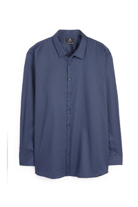 C&A Hemd-Regular Fit-Kent-bügelleicht-gemustert, Blau, Größe: 3XL