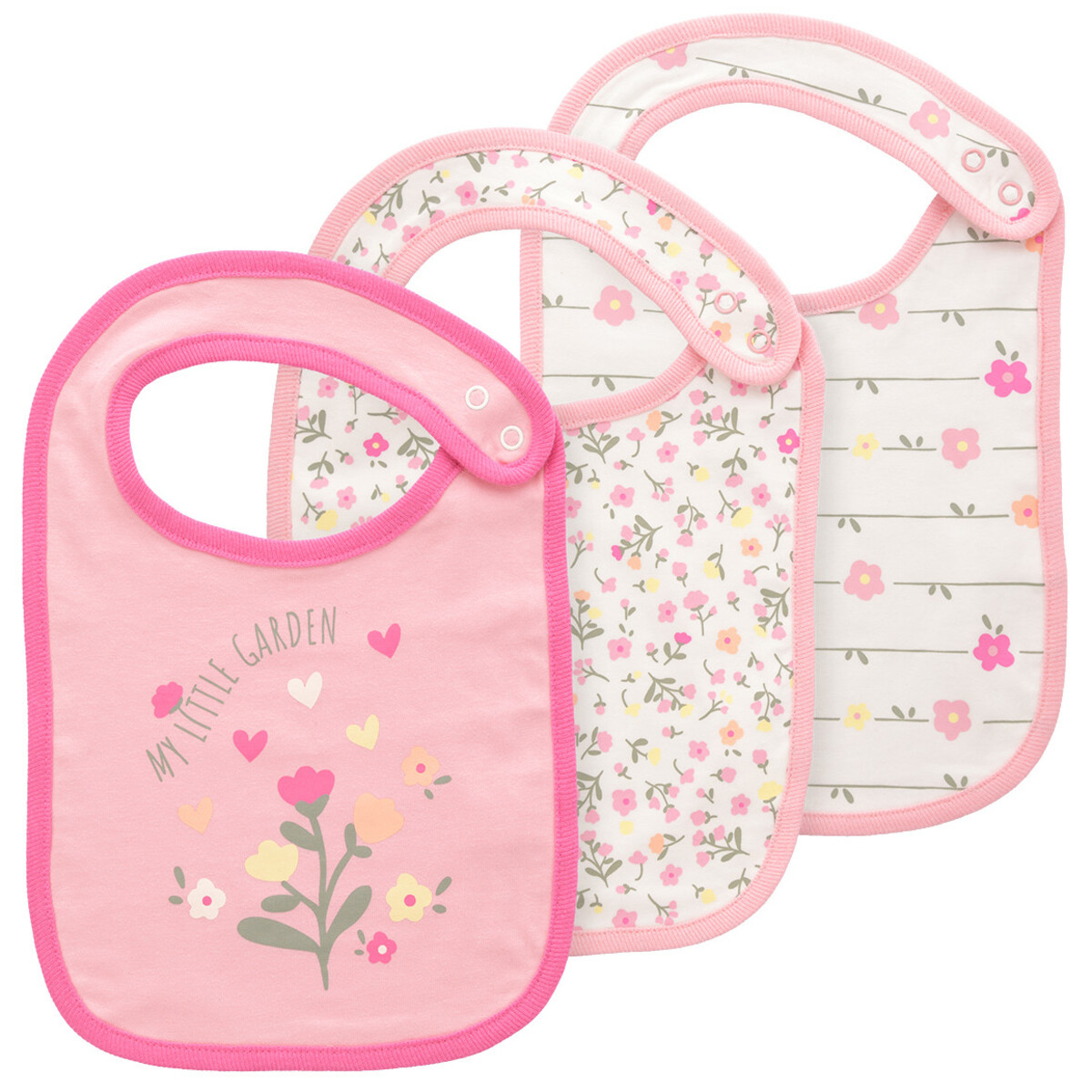 Bild 1 von 3 Baby Lätzchen mit Blümchen-Motiven ROSA / PINK / WEISS