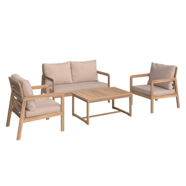 Bild 1 von Ambia Garden Loungegarnitur, Hellgrau, Teak, Holz, Textil, Akazie, Hartholz, Füllung: Komfortschaum,Komfortschaum, Säule, 85x116x60 cm, Loungemöbel, Loungemöbel-Sets