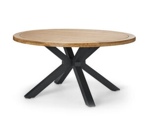 Teak-Dining-Tisch mit modernem X-Fuß