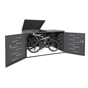2er-Fahrradgarage MCW-H80, Fahrradbox Geräteschuppen, abschließbar ~ ohne Pflanzkasten 118x191x100cm anthrazit