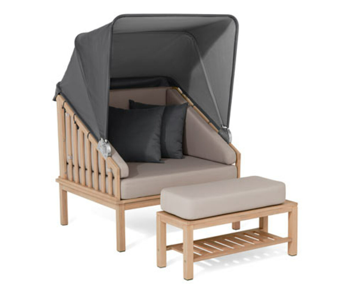 Bild 1 von Premium-Lounge-Strandkorb mit Sonnenschutz-Dach und Fußteil