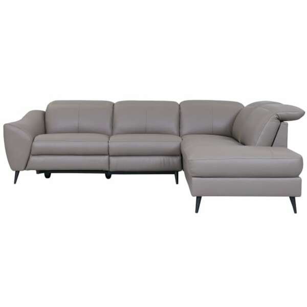 Bild 1 von CASAVANTI Ecksofa COMO taupe - Inkl. manueller Kopfteilverstellung - motorische Relaxfunktion - Lederlook - Grau - Ausführung rechts