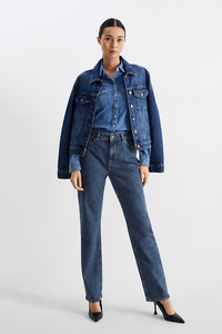 C&A Straight Jeans-High Waist-LYCRA®, Blau, Größe: 44