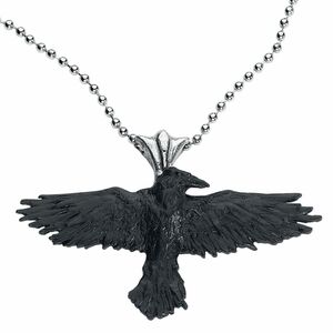 Alchemy Gothic - Mittelalter Halskette - Black Raven - schwarz