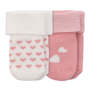 2 Paar Newborn Socken mit Frottee-Ausstattung ROSA / WEISS