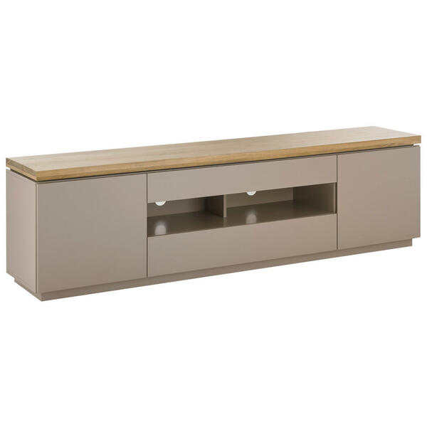 Bild 1 von Lowboard, Grau, Natur, Holz, Akazie, massiv, 2 Fächer, 2 Schubladen, 200x57x40 cm, Typenauswahl, stehend, Wohnzimmer, Wohnwände, Lowboards
