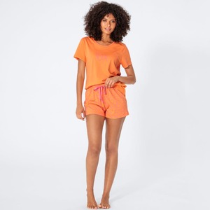Damen-Shorty mit Logo-Muster, 2-teilig ,Orange