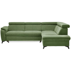 Stylife Ecksofa Prag, Hellgrün, Textil, 5-Sitzer, Ottomane rechts, L-Form, 260x203 cm, Stoffauswahl, seitenverkehrt erhältlich, Hocker erhältlich, Wohnzimmer, Sofas & Couches, Wohnlandschaften, Ec