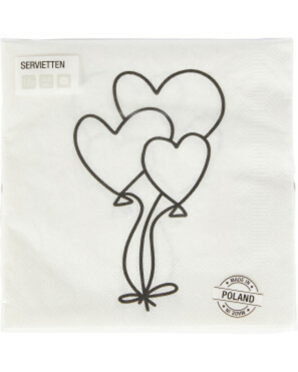 Bild 1 von Servietten Herzen
       
      18er-Pack
     
      weiß