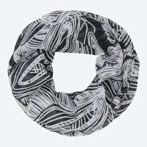 Damen-Loop-Schal mit Muster ,Black
