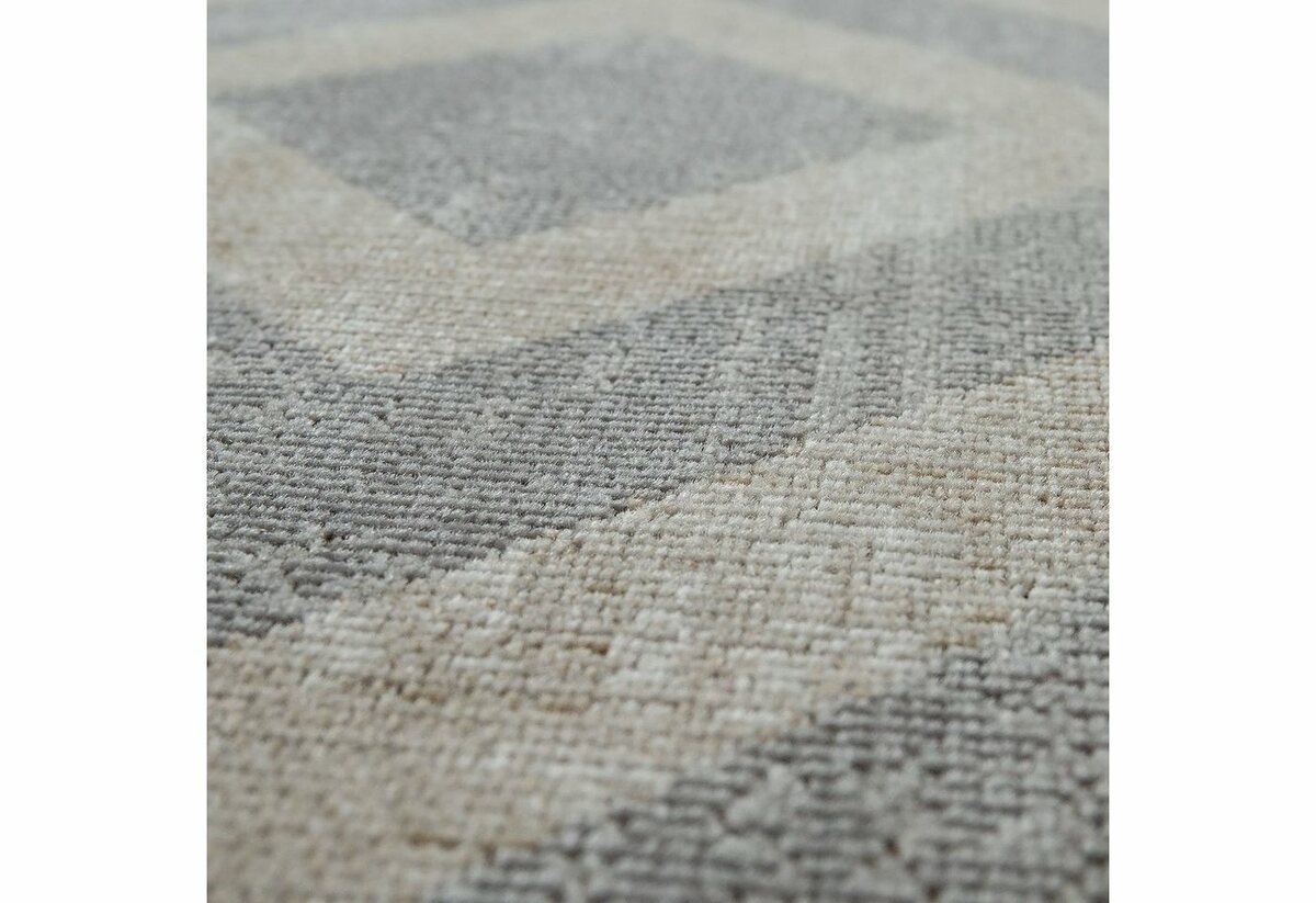 Bild 1 von Teppich Poco 821, Paco Home, rund, Höhe: 6 mm, Kurzflor, Rauten-Design, In- und Outdoor geeignet, Grau|weiß