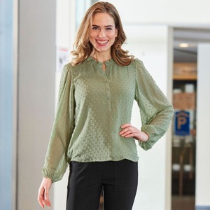 Damen-Bluse mit Pünktchen-Struktur ,Green