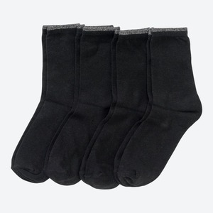 Damen-Socken in verschiedenen Designs, 4er-Pack ,Black