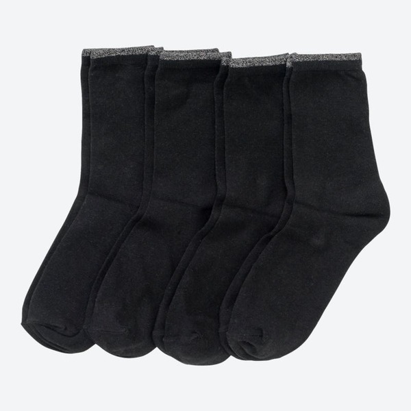 Bild 1 von Damen-Socken in verschiedenen Designs, 4er-Pack ,Black