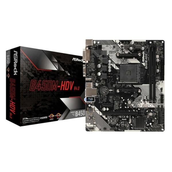 Bild 1 von B450M-HDV R4.0 AMD B450 Socket AM4 micro ATX Mainboard