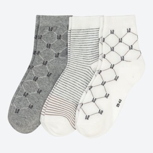 Damen-Kurzschaft-Socken, 3er-Pack ,Gray