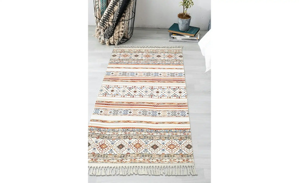 Bild 1 von levelone Kurzflorteppich Kelim Schobi 80x150 cm Beige / Terracotta