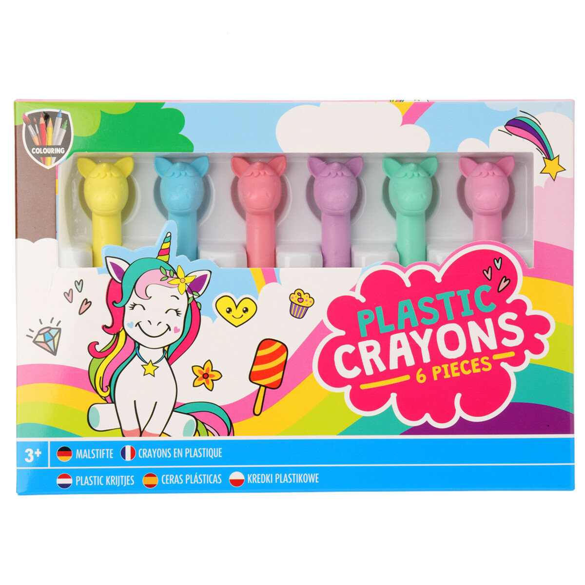 Bild 1 von 6 Malstifte mit Einhorn-Motiven HELLBLAU / ROSA