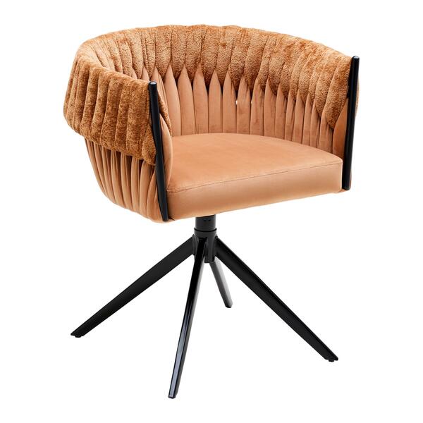 Bild 1 von Drehstuhl Twisty in Samt/Chenille Cognacfarben, Cognac