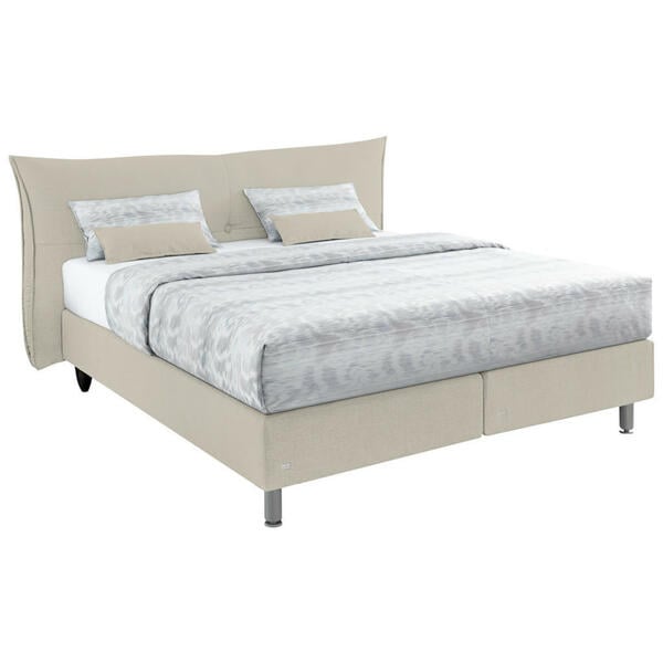 Bild 1 von RUF Betten Boxspringbett, Beige, Textil, H2, 7-Zonen, Höhe ca. 26 cm, 160x200 cm, Blauer Engel, Goldenes M, Made in Germany, Oeko-Tex® Standard 100, gepolstertes Kopfteil, Federkernmatratze, Stoffa