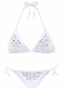 JETTE Triangel-Bikini mit Ziernieten, Weiß