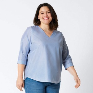 Damen-Bluse mit Längsstreifen, große Größen ,Blue