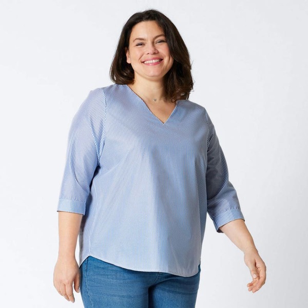 Bild 1 von Damen-Bluse mit Längsstreifen, große Größen ,Blue