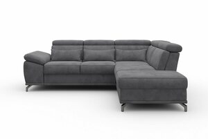 Sit&more Ecksofa Cabrio, mit Sitztiefenverstellung und Federkern, 3 Nierenkissen, Grau