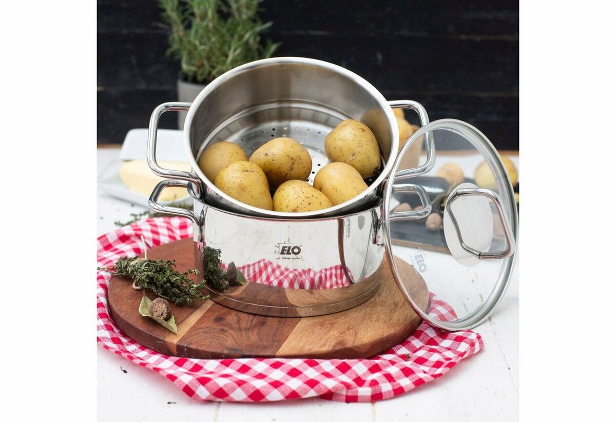 Bild 1 von Elo Dampfgartopf, Edelstahl 18/8 (1-tlg), Dampfkochtopf, Ø 18 cm, Induktion, Silberfarben